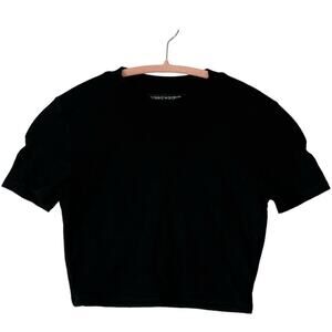 Naked Wardrobe NWOT Size S The NW Mock Cropped T Shirt Black Short Sleeve